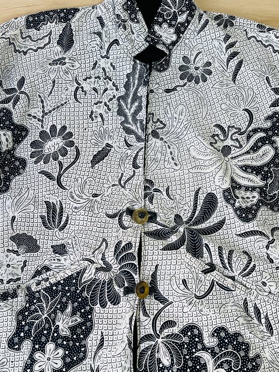 Rainbow Jo Maui Hawaii Navy & White Floral Dolman Jacket w/ Toggle Closure Large - Picture 6 of 16